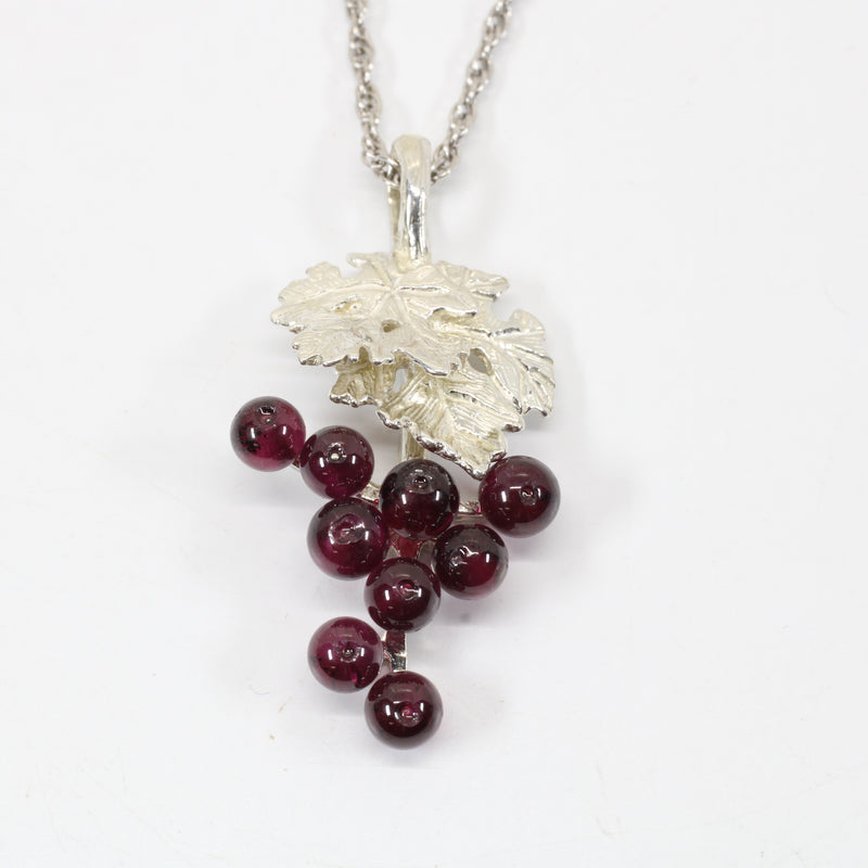 Garnet Grape Cluster Necklace or Earrings made in 925 Sterling Silver