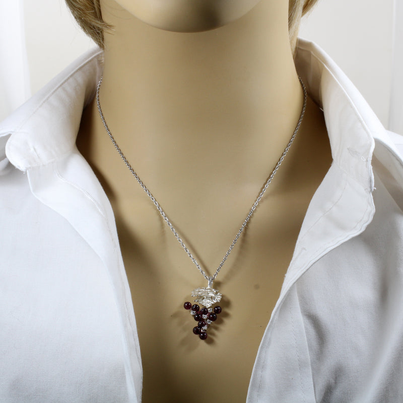 Garnet Grape Cluster Necklace or Earrings made in 925 Sterling Silver