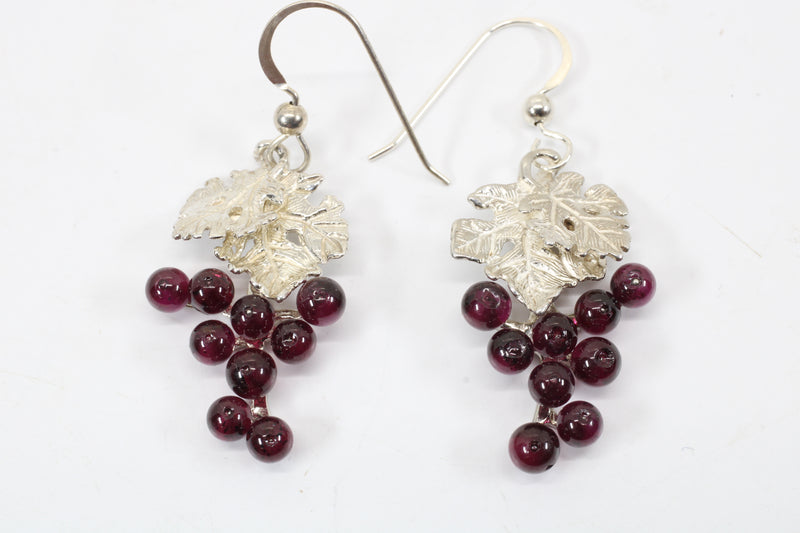 Garnet Grape Cluster Necklace or Earrings made in 925 Sterling Silver