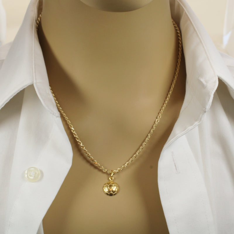 Gold 2D Soccer Ball or Football Necklace made in 14kt gold vermeil