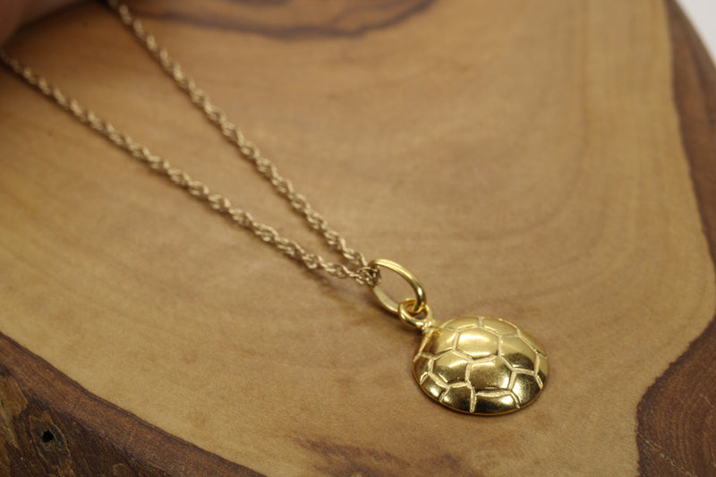 Gold 2D Soccer Ball or Football Necklace made in 14kt gold vermeil