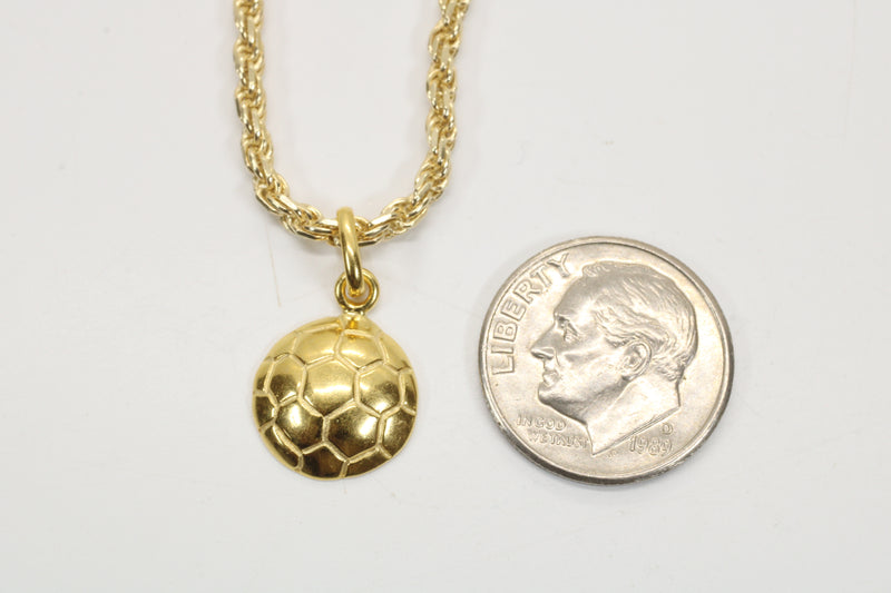 Gold 2D Soccer Ball or Football Necklace made in 14kt gold vermeil