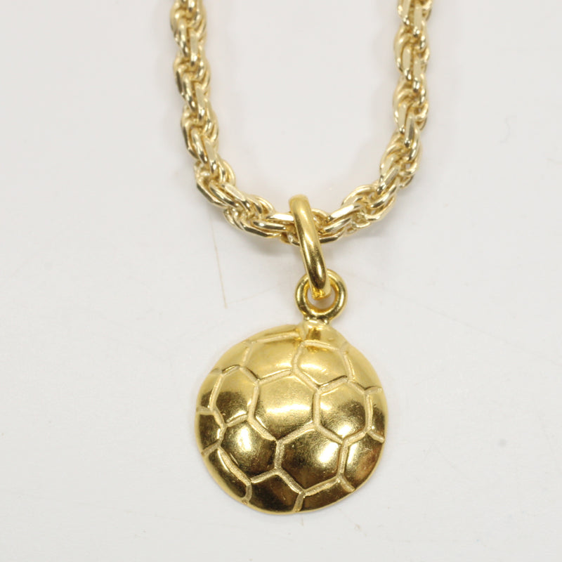 Gold 2D Soccer Ball or Football Necklace made in 14kt gold vermeil