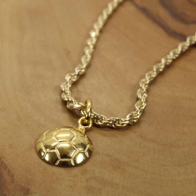 Gold 2D Soccer Ball or Football Necklace made in 14kt gold vermeil
