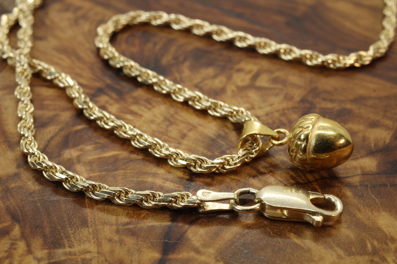 Gold 3-D Acorn Nut made in 14kt gold vermeil for him or her