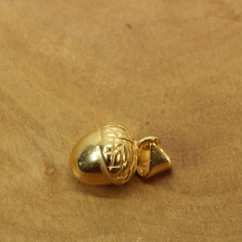 Gold 3-D Acorn Nut made in 14kt gold vermeil for him or her