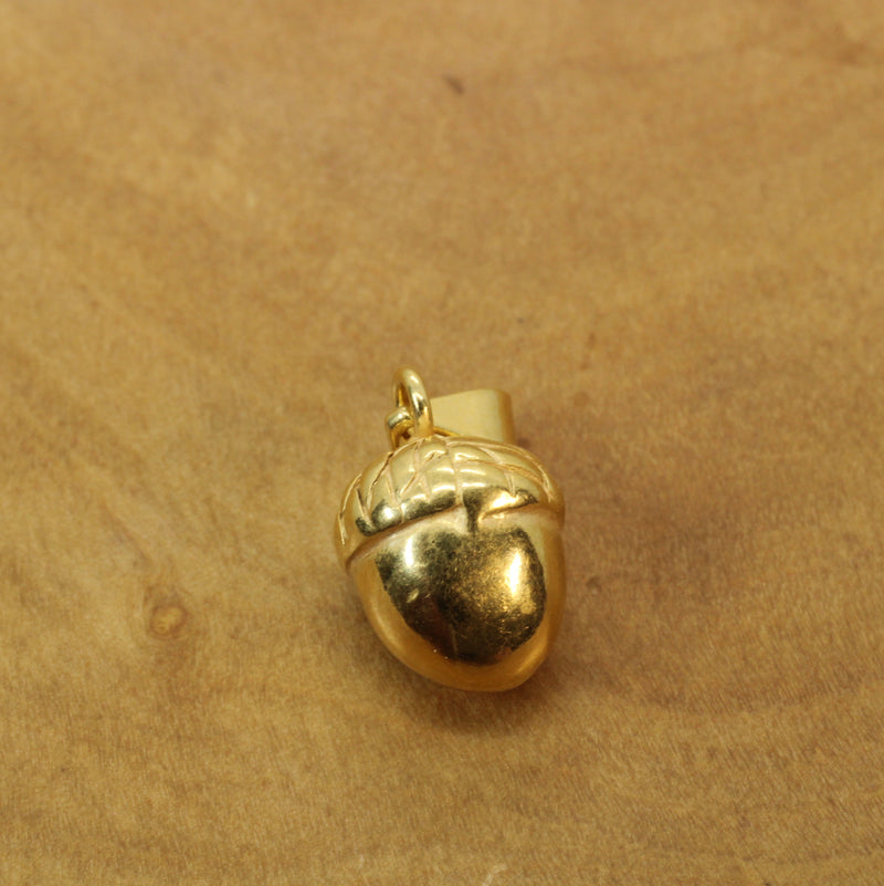 Gold 3-D Acorn Nut made in 14kt gold vermeil for him or her
