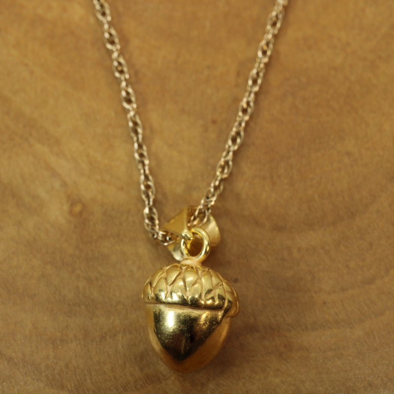 Gold 3-D Acorn Nut made in 14kt gold vermeil for him or her