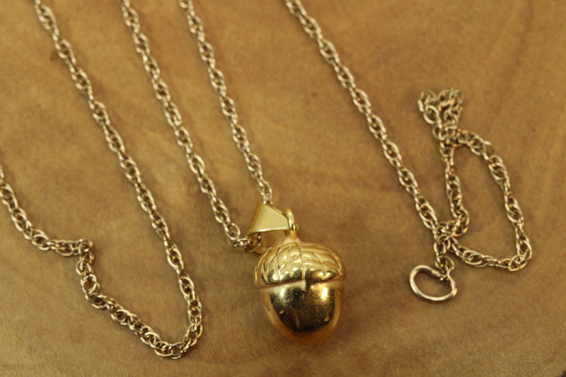 Gold 3-D Acorn Nut made in 14kt gold vermeil for him or her