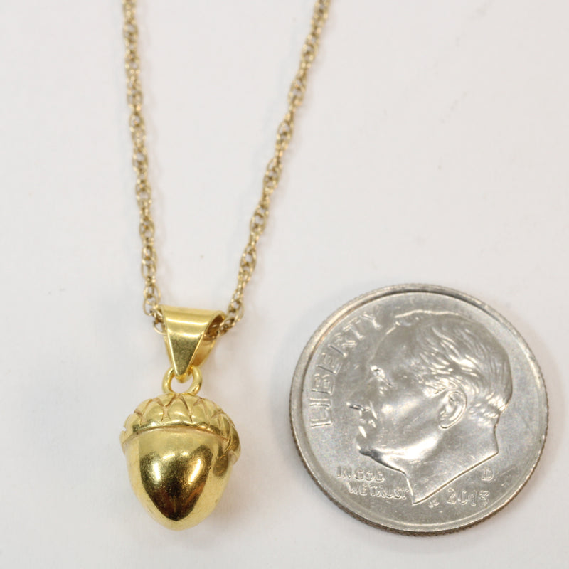 Gold 3-D Acorn Nut made in 14kt gold vermeil for him or her