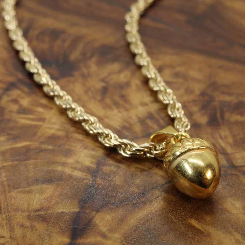 Gold 3-D Acorn Nut made in 14kt gold vermeil for him or her