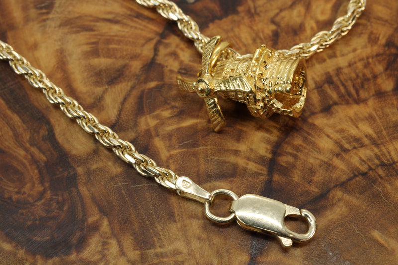 Gold Historic Dutch Windmill Necklace for him or her made in 14kt gold vermeil