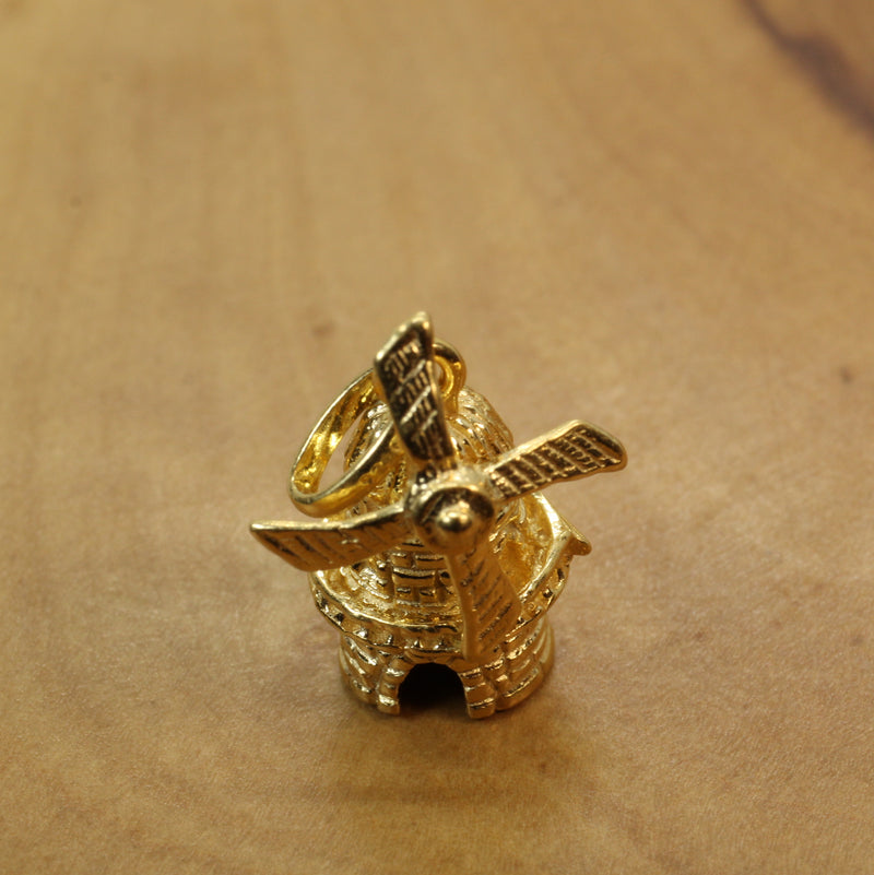Gold Historic Dutch Windmill Necklace for him or her made in 14kt gold vermeil