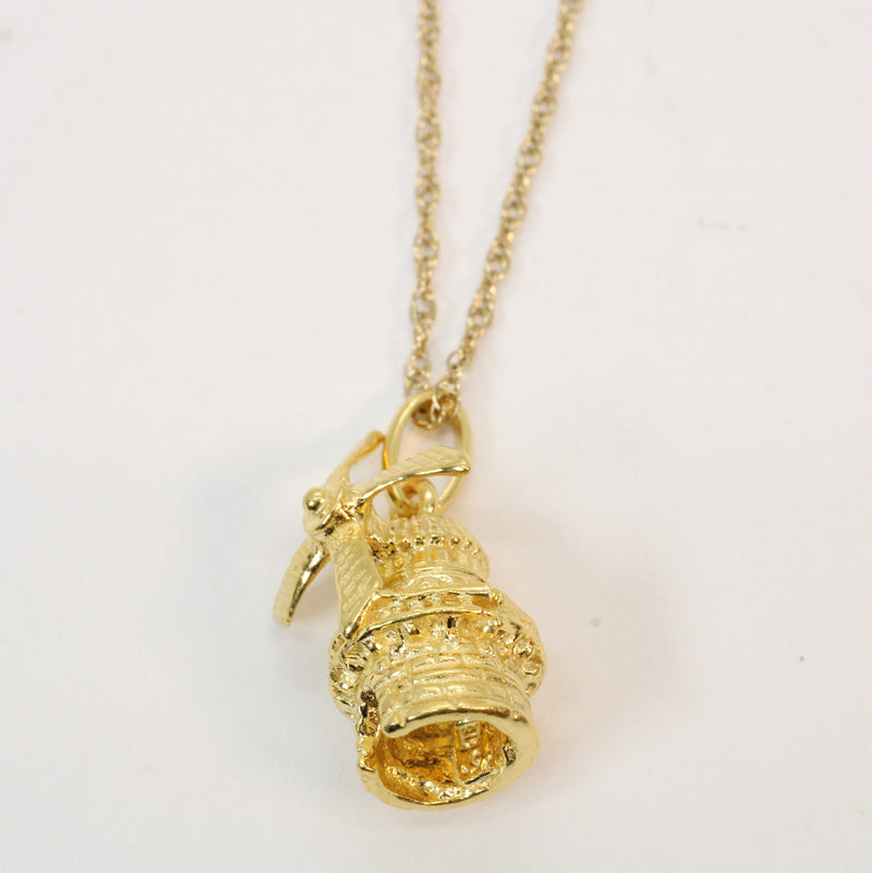 Gold Historic Dutch Windmill Necklace for him or her made in 14kt gold vermeil