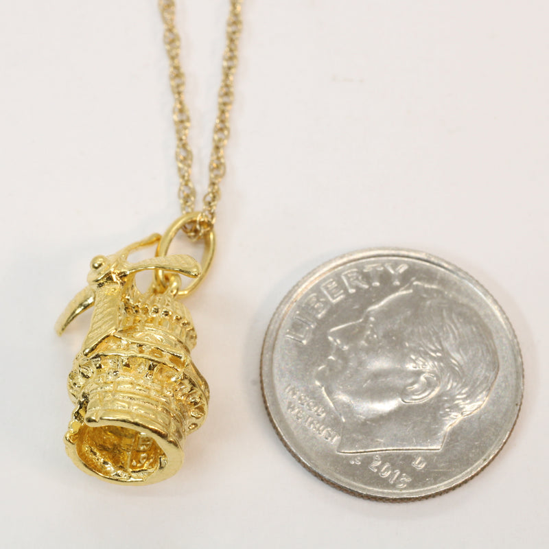 Gold Historic Dutch Windmill Necklace for him or her made in 14kt gold vermeil
