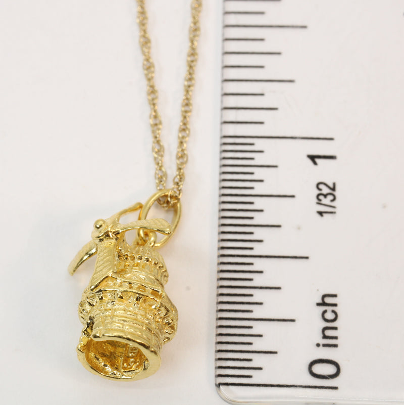 Gold Historic Dutch Windmill Necklace for him or her made in 14kt gold vermeil