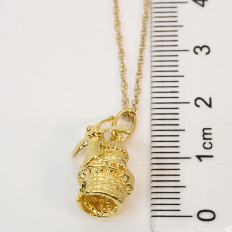 Gold Historic Dutch Windmill Necklace for him or her made in 14kt gold vermeil