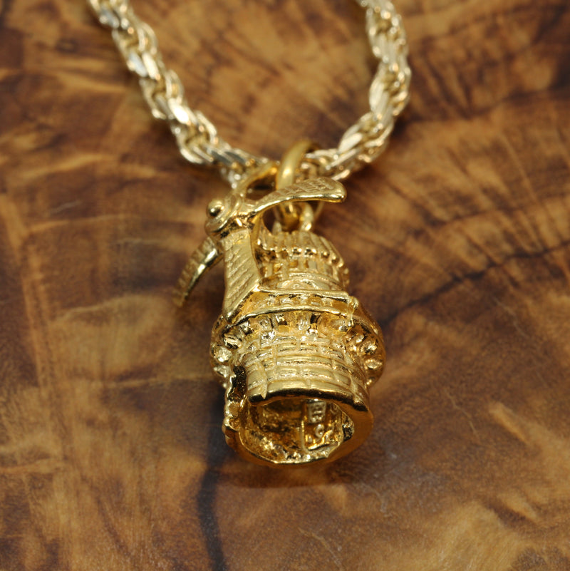 Gold Historic Dutch Windmill Necklace for him or her made in 14kt gold vermeil