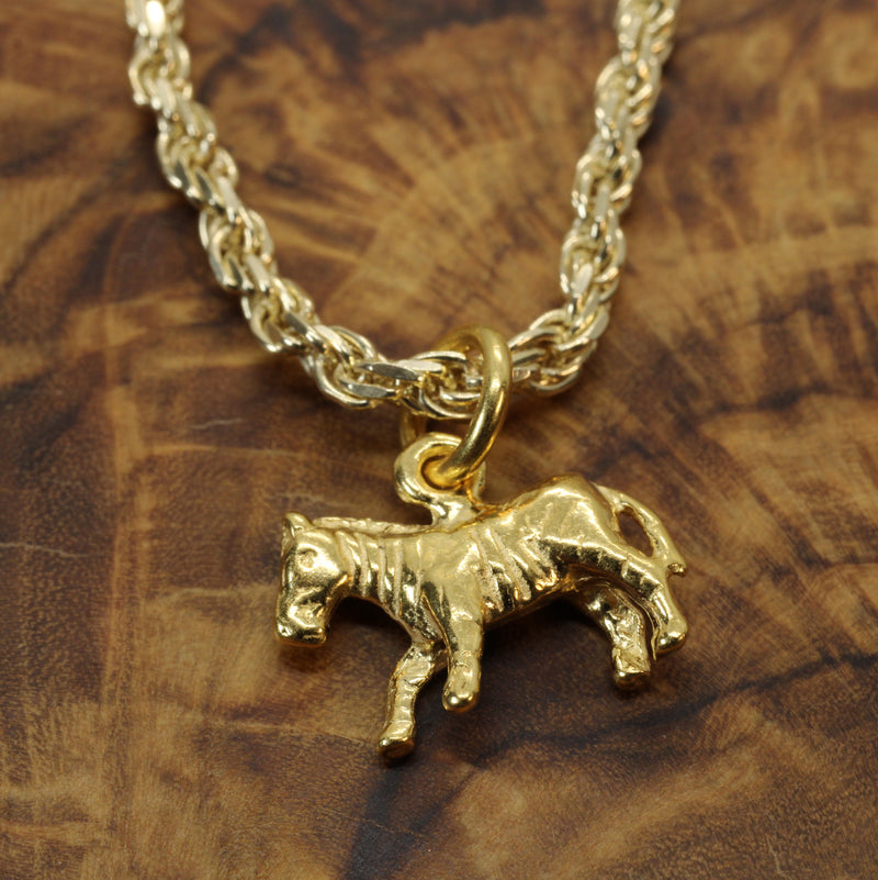 Gold 3-d Zebra Necklace or charm for him or her made in gold vermeil