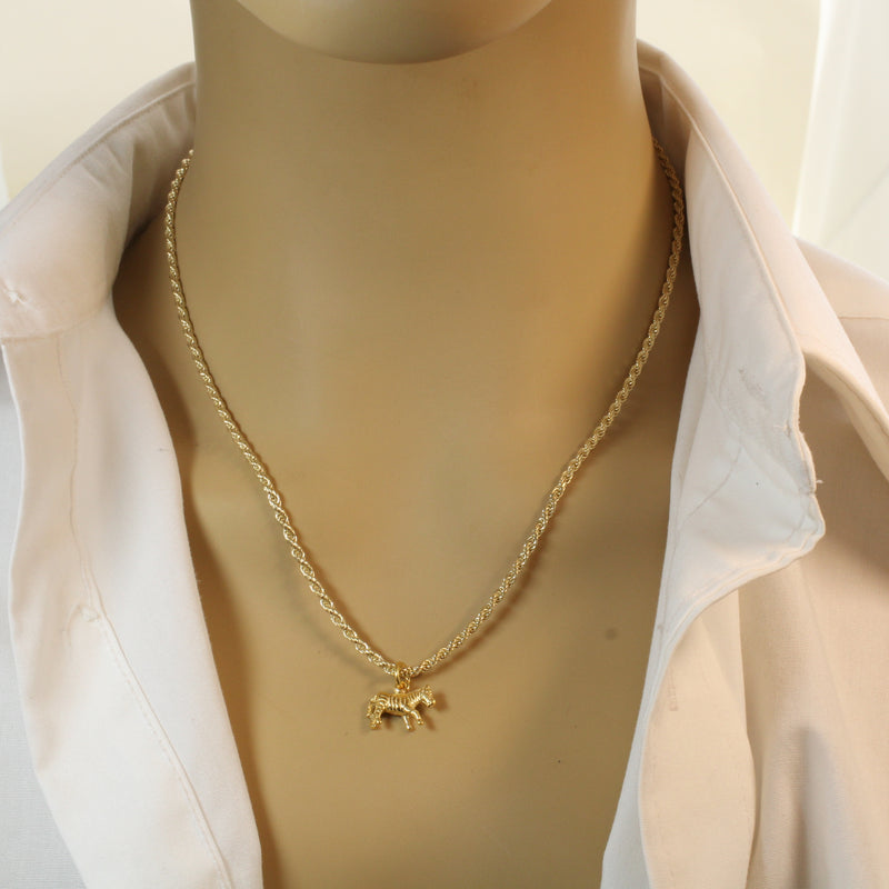 Gold 3-d Zebra Necklace or charm for him or her made in gold vermeil