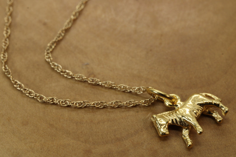 Gold 3-d Zebra Necklace or charm for him or her made in gold vermeil