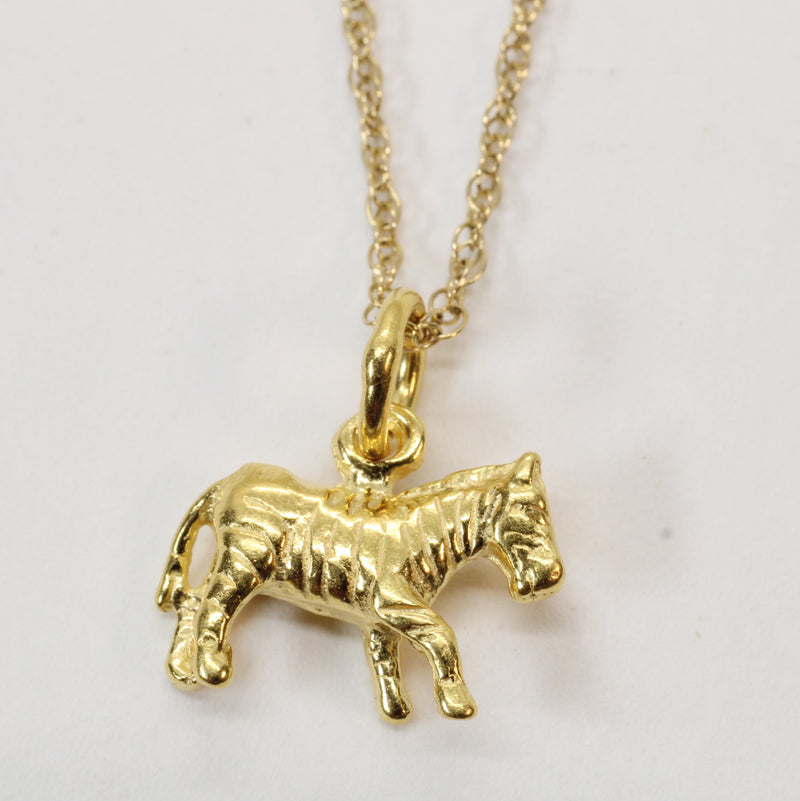 Gold 3-d Zebra Necklace or charm for him or her made in gold vermeil