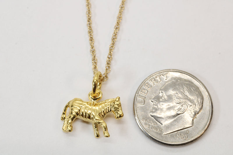Gold 3-d Zebra Necklace or charm for him or her made in gold vermeil