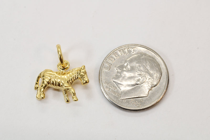 Gold 3-d Zebra Necklace or charm for him or her made in gold vermeil