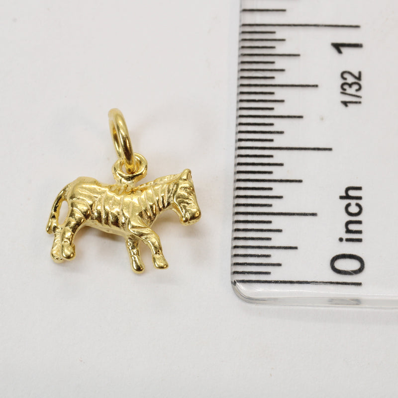 Gold 3-d Zebra Necklace or charm for him or her made in gold vermeil
