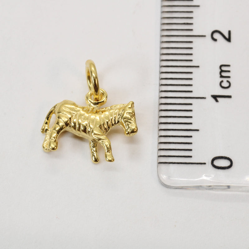 Gold 3-d Zebra Necklace or charm for him or her made in gold vermeil