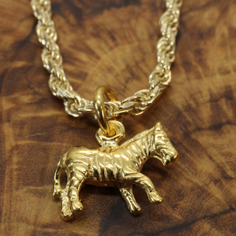 Gold 3-d Zebra Necklace or charm for him or her made in gold vermeil