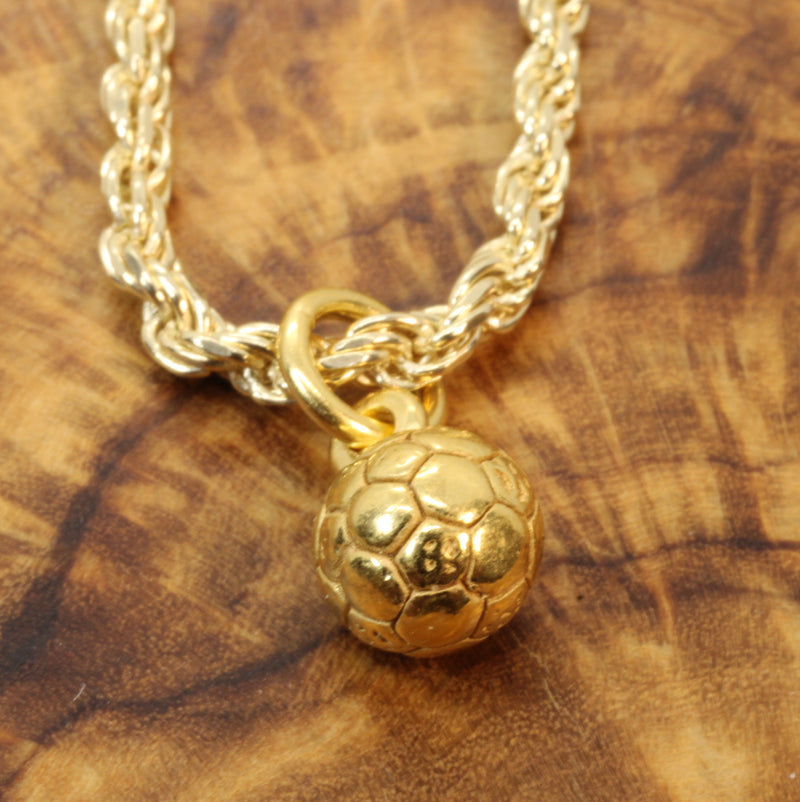 Gold 3D Tiny Soccer Ball or Football Necklace made in 14kt gold vermeil
