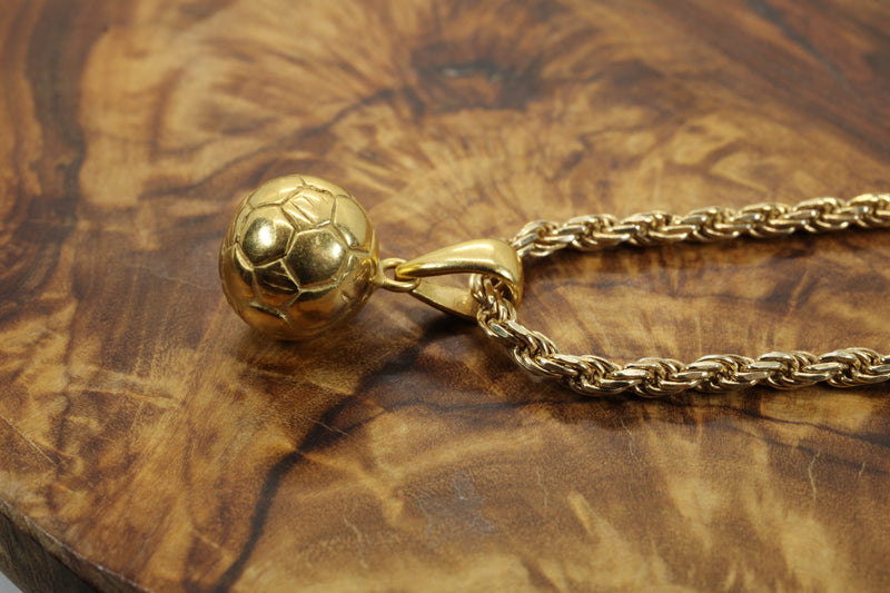 Gold 3D Soccer Ball or Football Necklace made in 14kt gold vermeil
