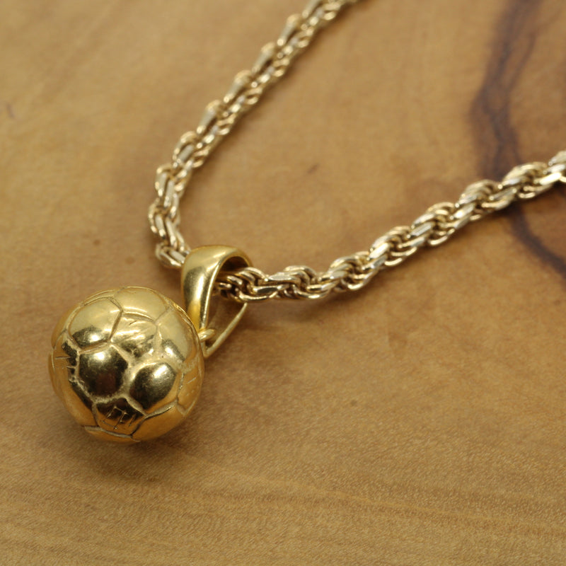 Gold 3D Soccer Ball or Football Necklace made in 14kt gold vermeil