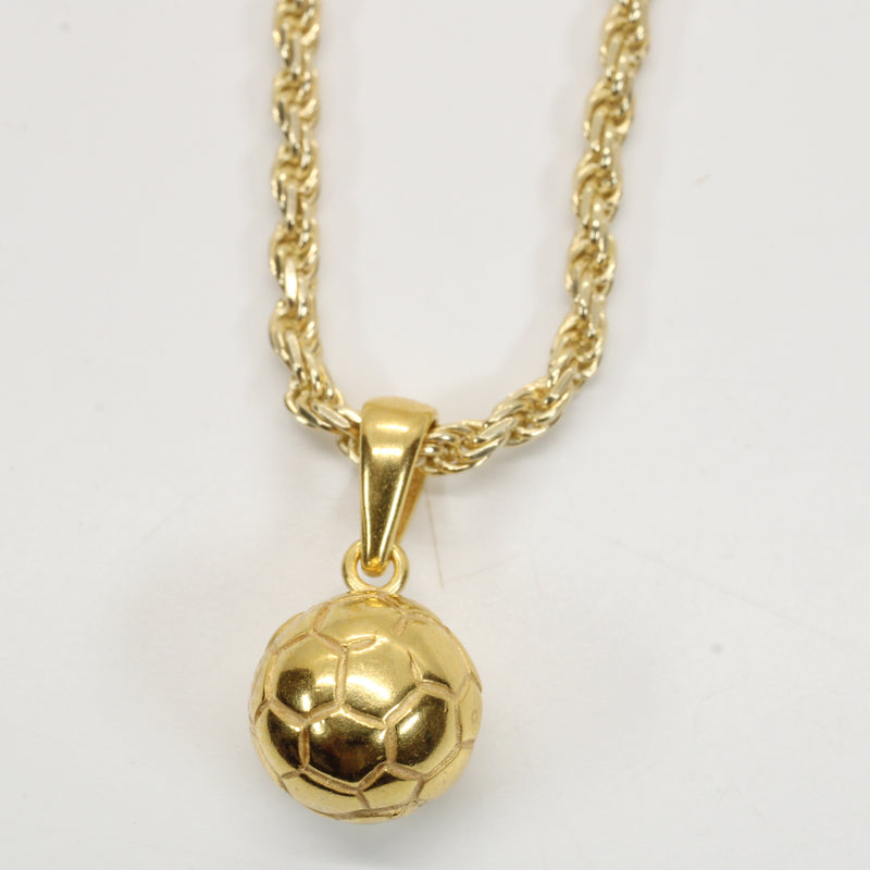 Gold 3D Soccer Ball or Football Necklace made in 14kt gold vermeil