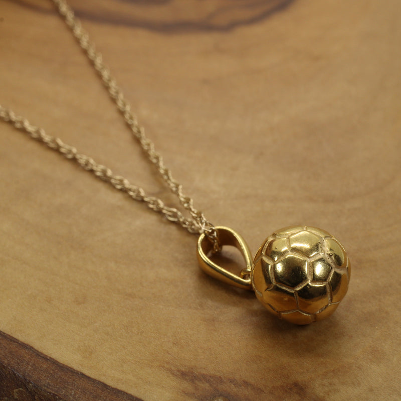 Gold 3D Soccer Ball or Football Necklace made in 14kt gold vermeil