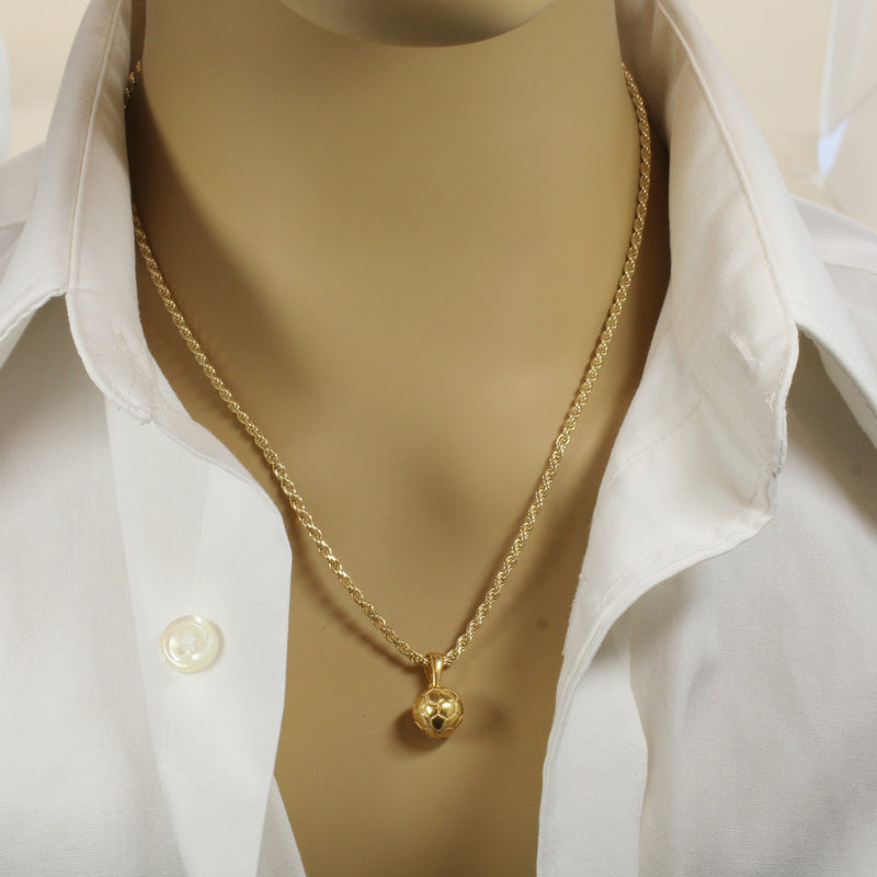 Gold 3D Soccer Ball or Football Necklace made in 14kt gold vermeil
