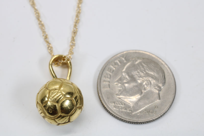 Gold 3D Soccer Ball or Football Necklace made in 14kt gold vermeil