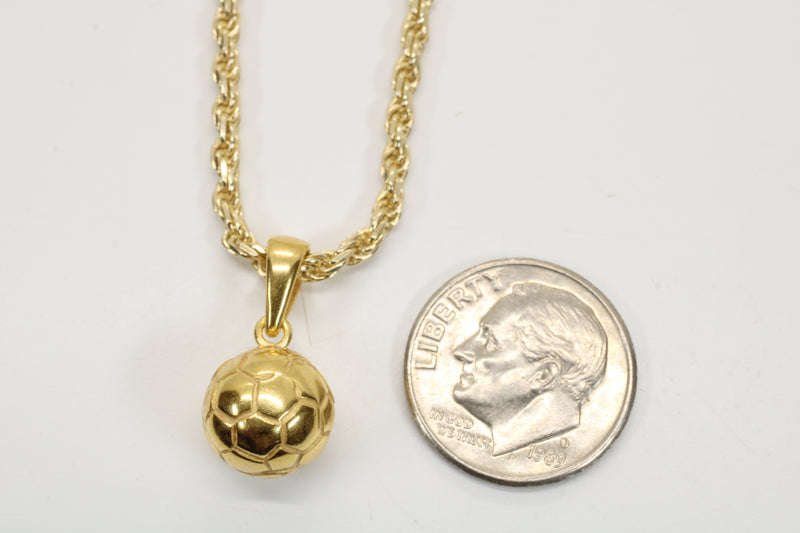 Gold 3D Soccer Ball or Football Necklace made in 14kt gold vermeil