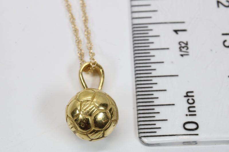 Gold 3D Soccer Ball or Football Necklace made in 14kt gold vermeil