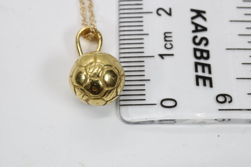 Gold 3D Soccer Ball or Football Necklace made in 14kt gold vermeil