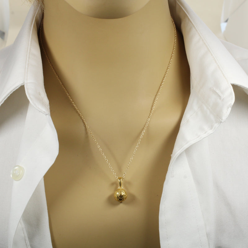 Gold 3D Soccer Ball or Football Necklace made in 14kt gold vermeil