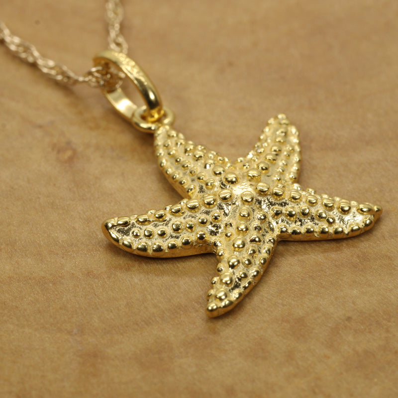 Gold Starfish Necklace for her made in 14kt gold vermeil