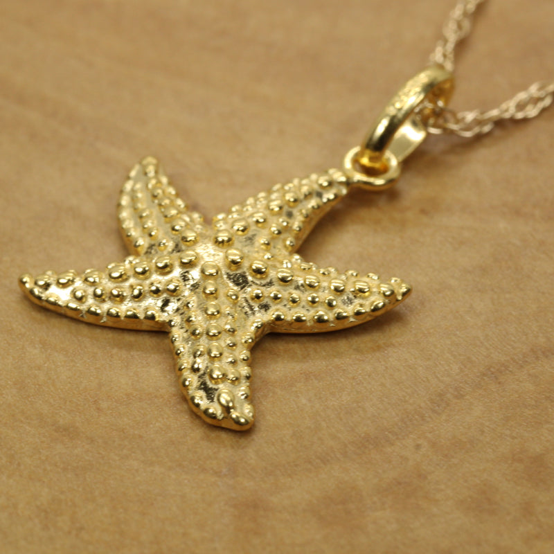 Gold Starfish Necklace for her made in 14kt gold vermeil