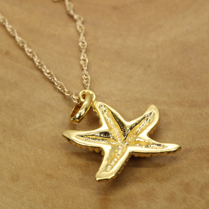 Gold Starfish Necklace for her made in 14kt gold vermeil