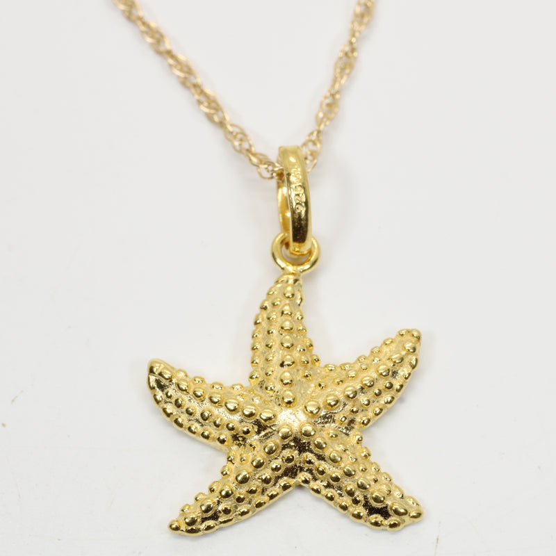 Gold Starfish Necklace for her made in 14kt gold vermeil