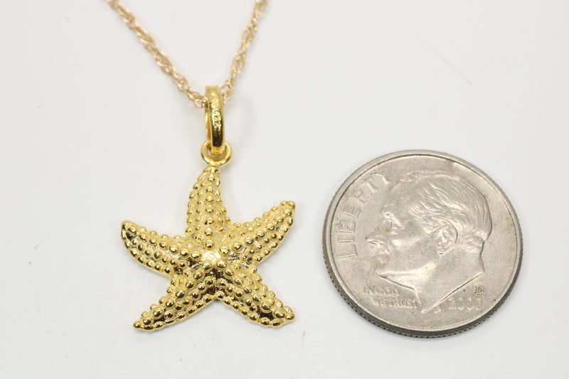 Gold Starfish Necklace for her made in 14kt gold vermeil