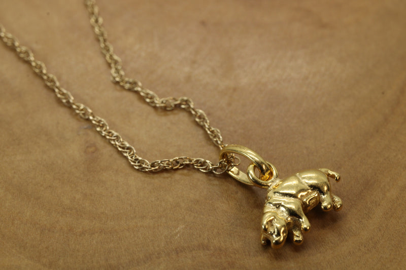 Gold 3-d Pig or Hog Necklace for him or Her in 14kt gold Vermeil