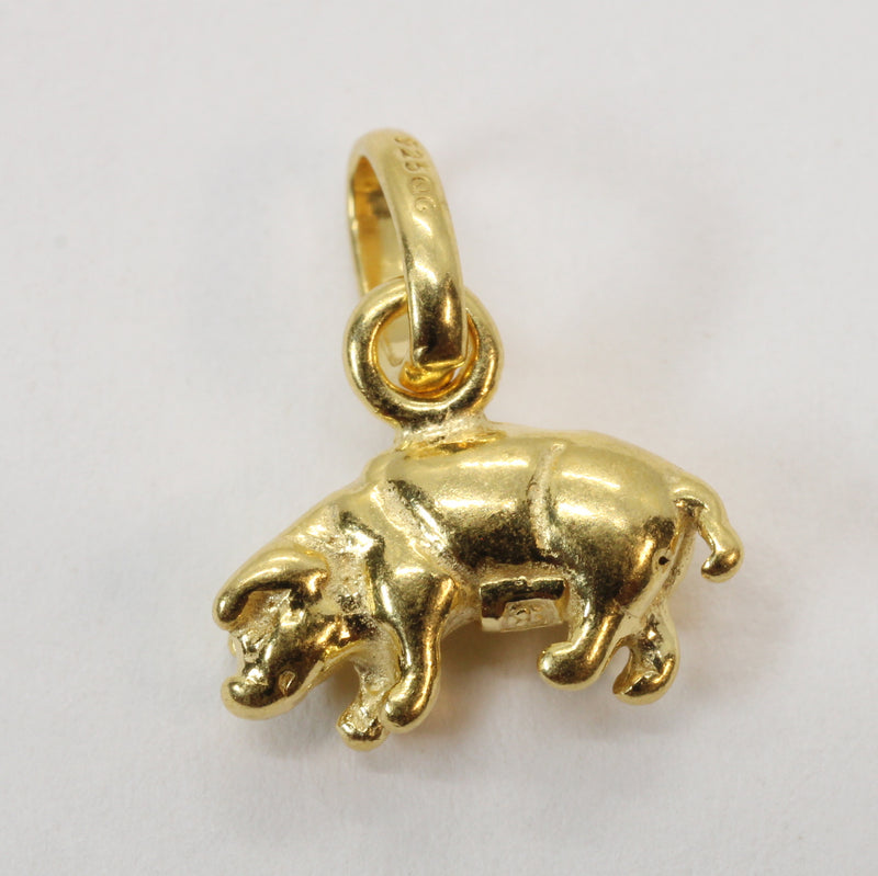 Gold 3-d Pig or Hog Necklace for him or Her in 14kt gold Vermeil