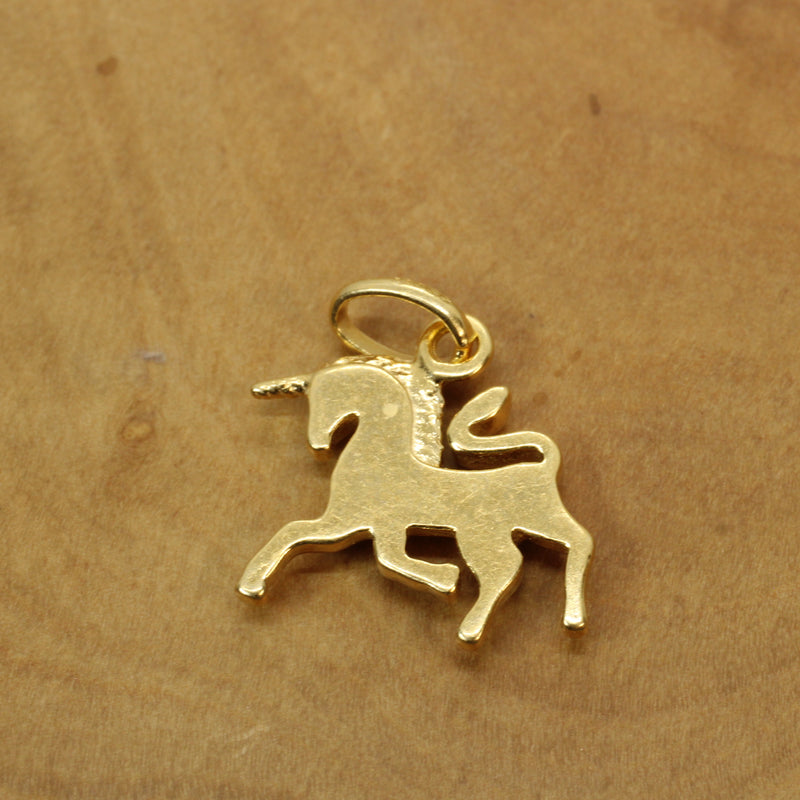 Gold Prancing Unicorn Necklace in 14kt Gold Vermeil for him or her